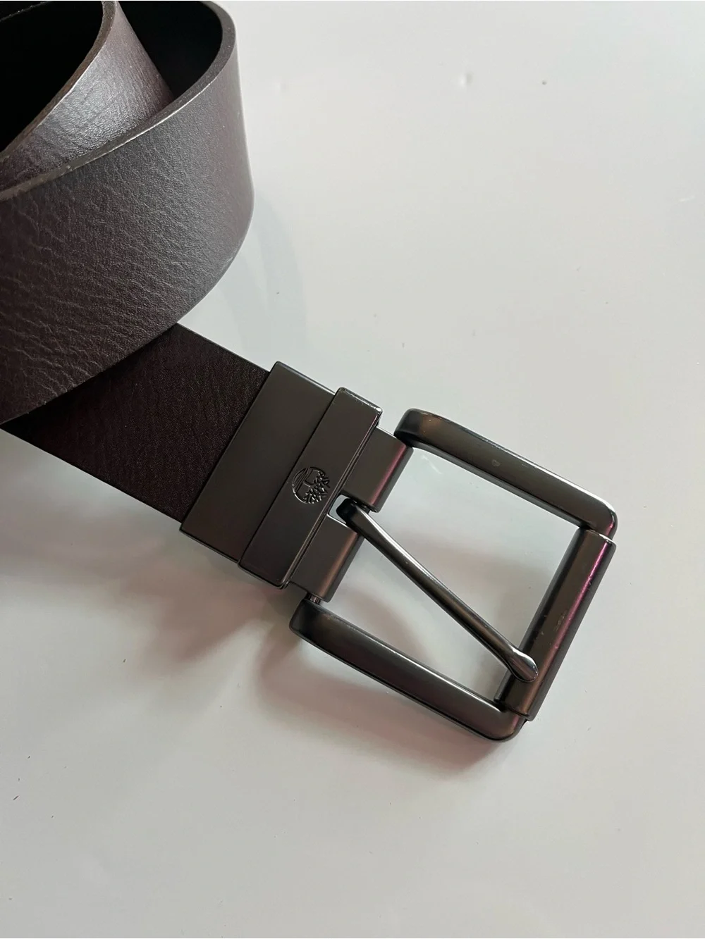 Timberland • Men's Black Brown Reversible Leather Belt with Metal Buckle